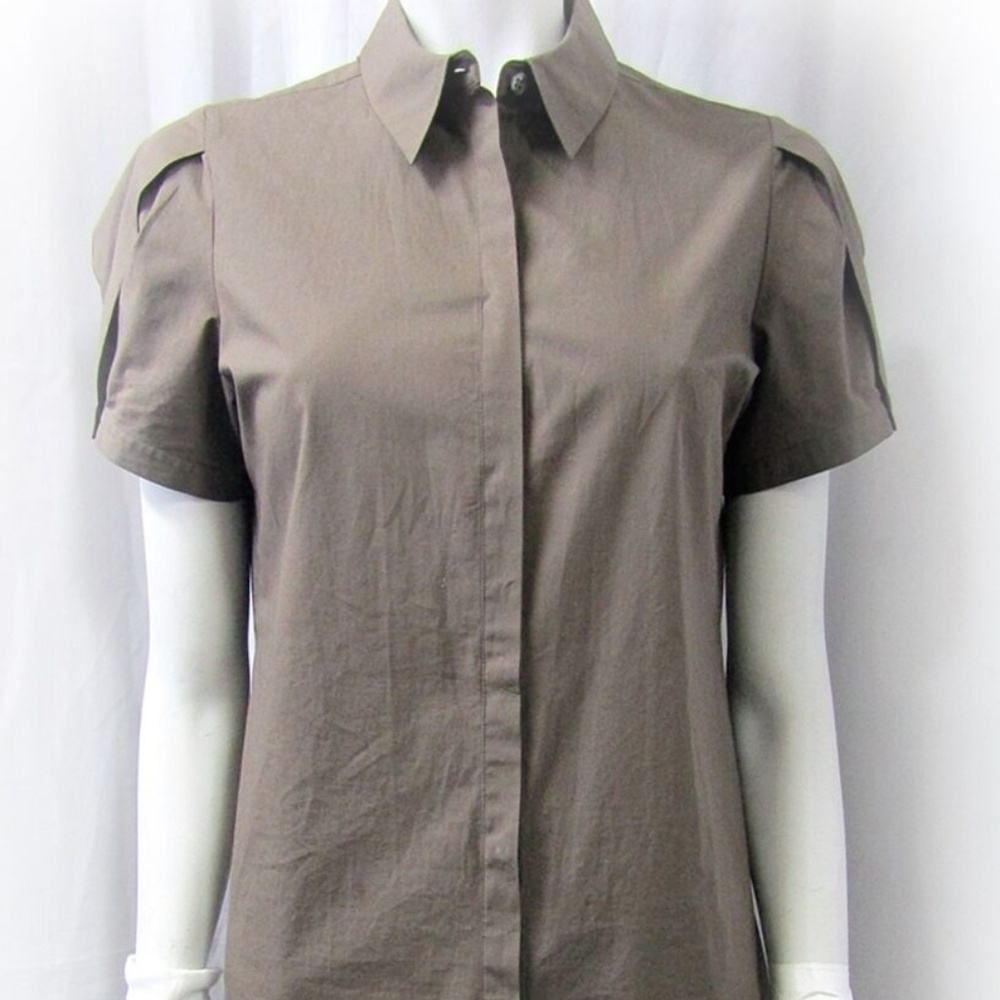 PIAZZA SEMPIONE BLOUSE BROWN SHORT SLEEVE 42 6